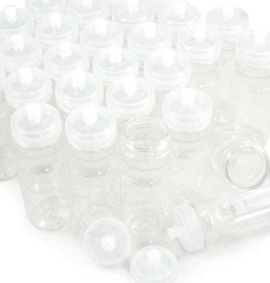 Rolling Sands USA Made 24 Ounce Sports Water Bottles - 100 Pack BPA-Free Blank Plastic Bottles for Group Use, Fitness Classes & Events - Translucent