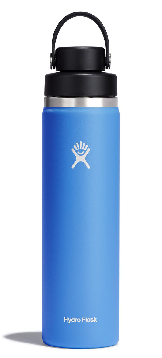 Hydro Flask Water Bottle - Insulated Stainless Steel - Wide Mouth Flex Chug Lid, Non Spill, Leakproof in 24 Oz Cascade Blue