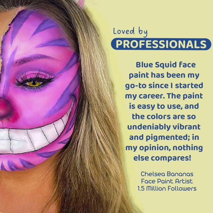 Blue Squid Face Paint Water Based Single Cake Professional Face Paint & Body Paint - Water Activated, Kids Adults Face Painting for Costume, Halloween