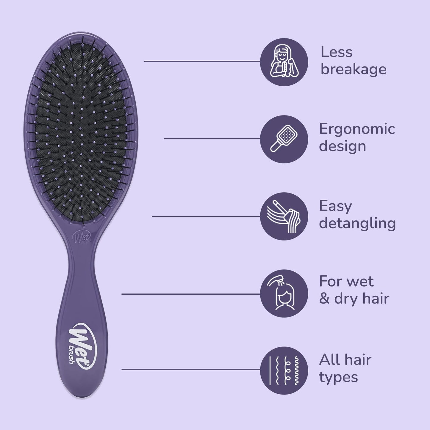 Wet Brush Original Detangler Hair Brush, Amazon Exclusive Purple - Ultra-Soft IntelliFlex Bristles - Detangling Hairbrush Glides Through Tangles