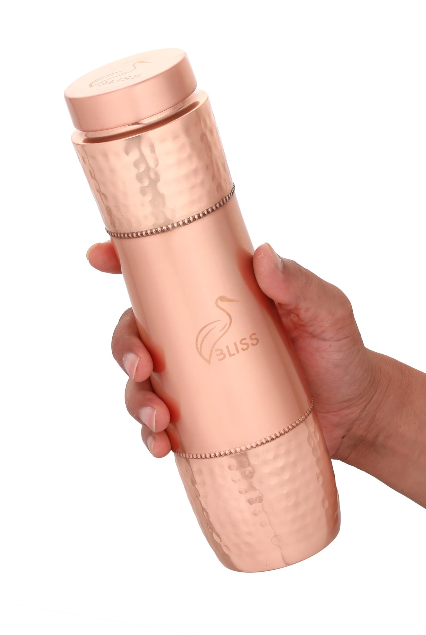 VBLISS 100% Pure Copper Water Bottle - 32 oz Leak-Proof, Ayurvedic Health Benefits, Eco-Friendly, BPA-Free Copper Drinkware for Travel, Sports