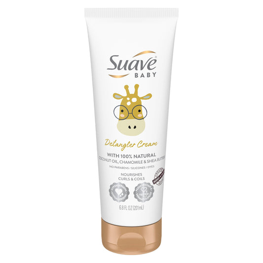 Suave Baby Detangler Cream for Curly, Coily Hair, with 100% Natural Coconut Oil, Chamomile & Shea Butter No Parabens, Silicones, Dyes 6.8 OZ