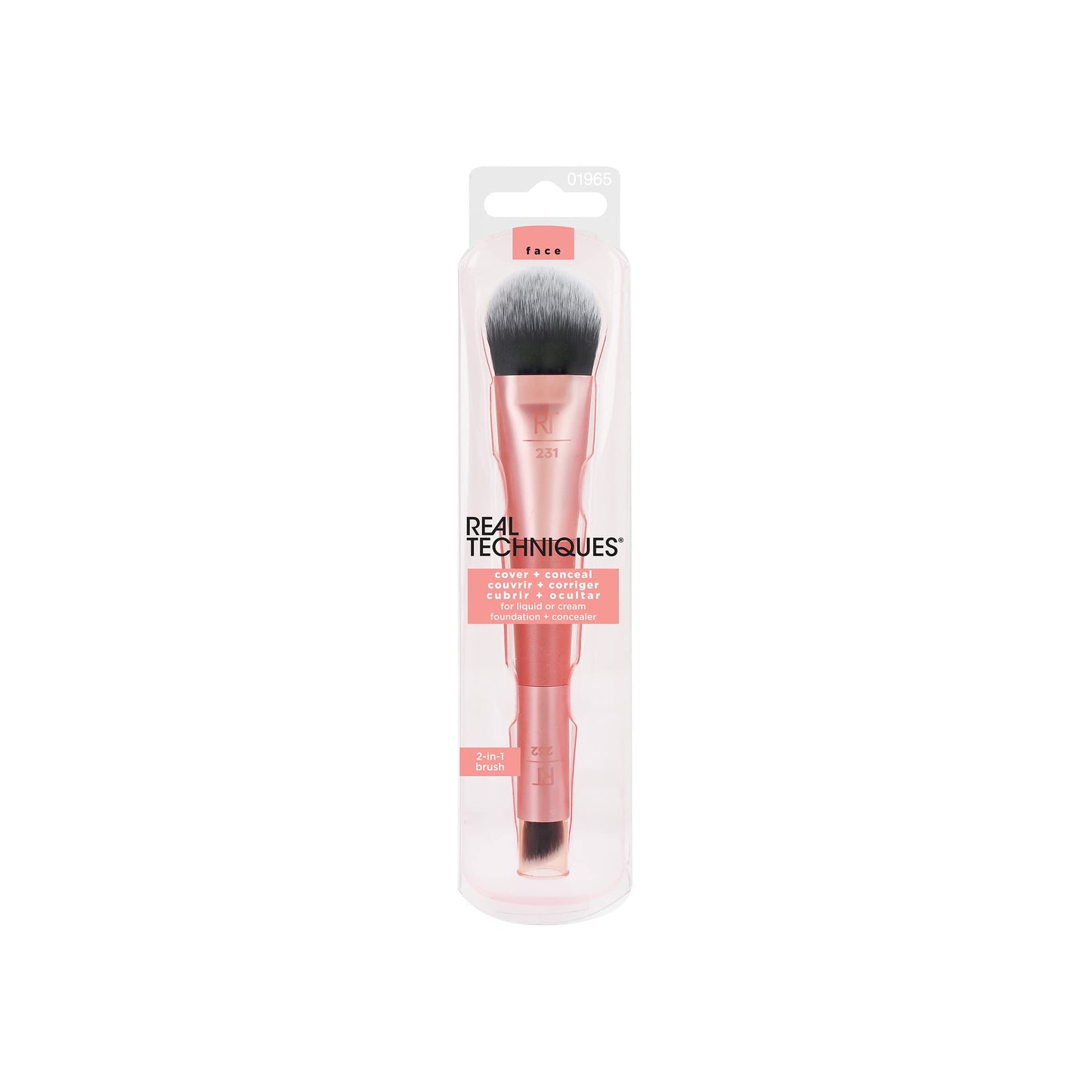 Real Techniques Cover & Conceal Dual Ended 2-in-1 Makeup Brush, For Flawless Foundation Coverage, Smooths and Conceals, Covers Blemishes