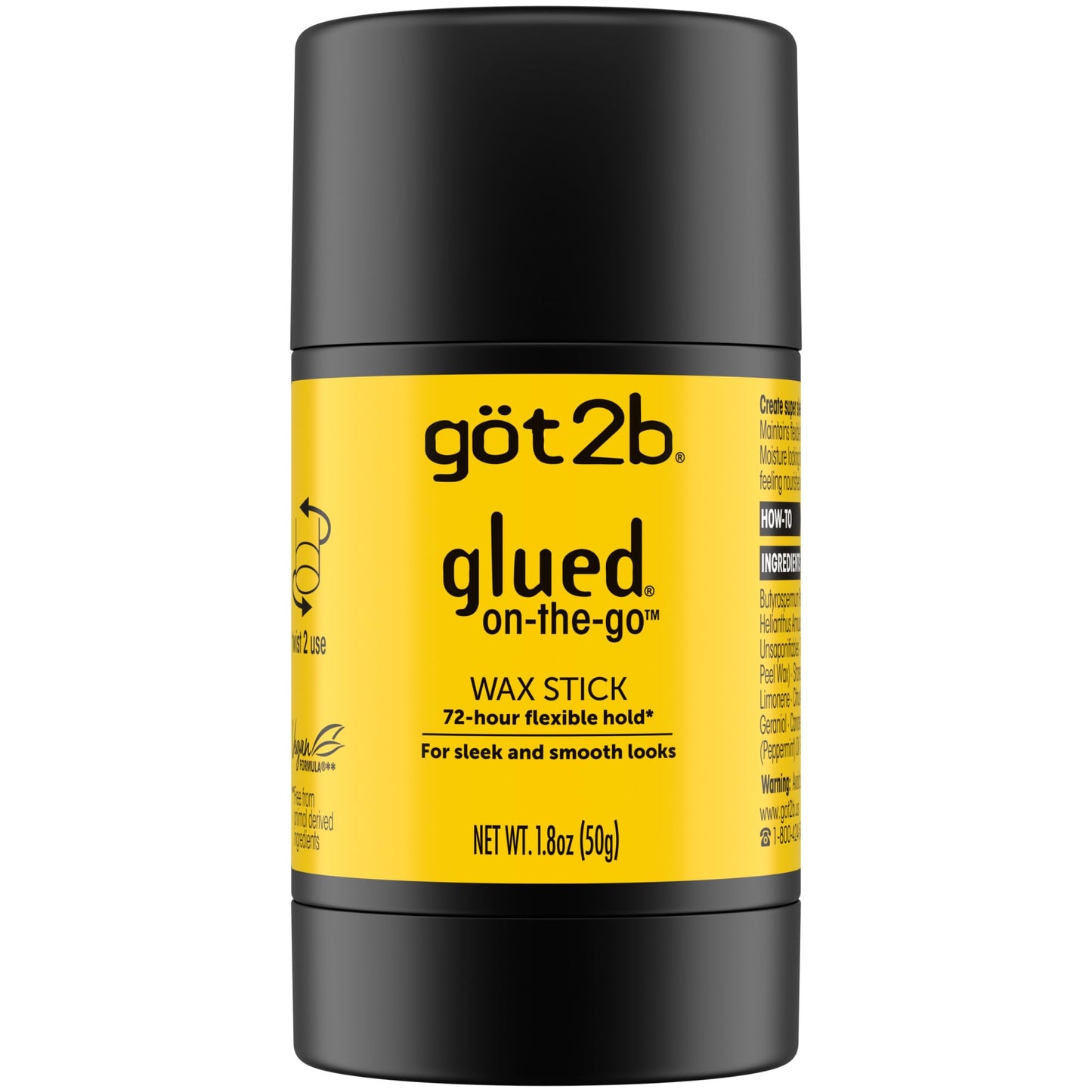 got2b glued on-the-go wax stick, 1.8oz, sleek and slick styles, style your hair without the crunch, helps control frizz