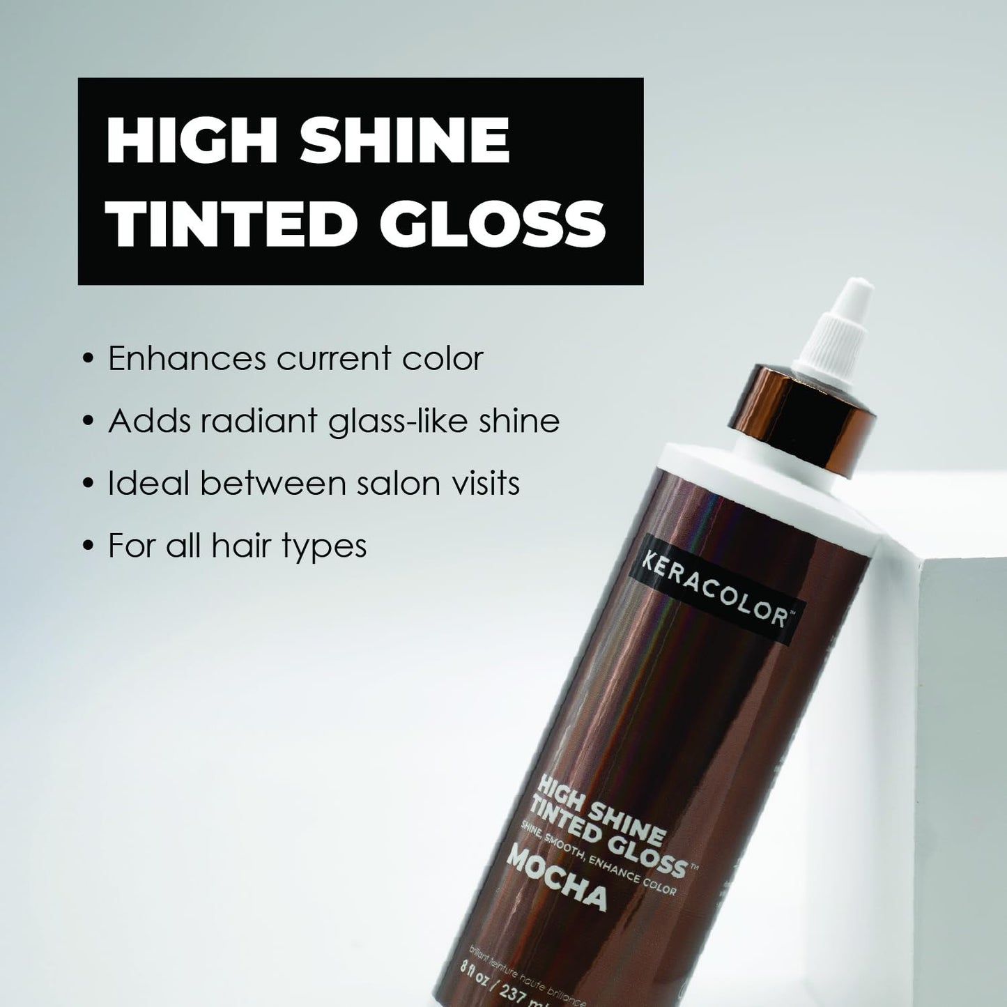 Keracolor High Shine Tinted Hair Gloss, In-Shower Hair Glaze, Sheer Color-Enhancing Glossing Treatment, Mocha, 8 Fl Oz