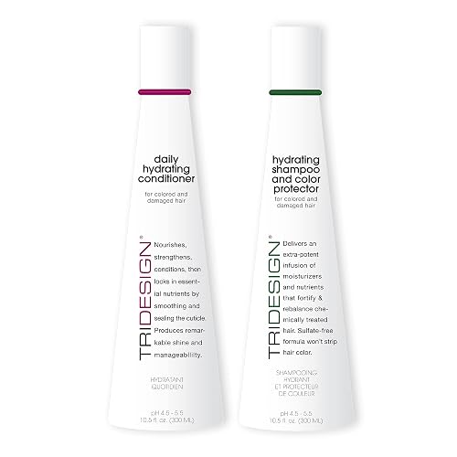 TRI Design Hydrating Shampoo & Conditioner Set - Sulfate Free Shampoo & Conditioner for Dry & Damaged Hair - Protect, Repair, and Moisturize Curly