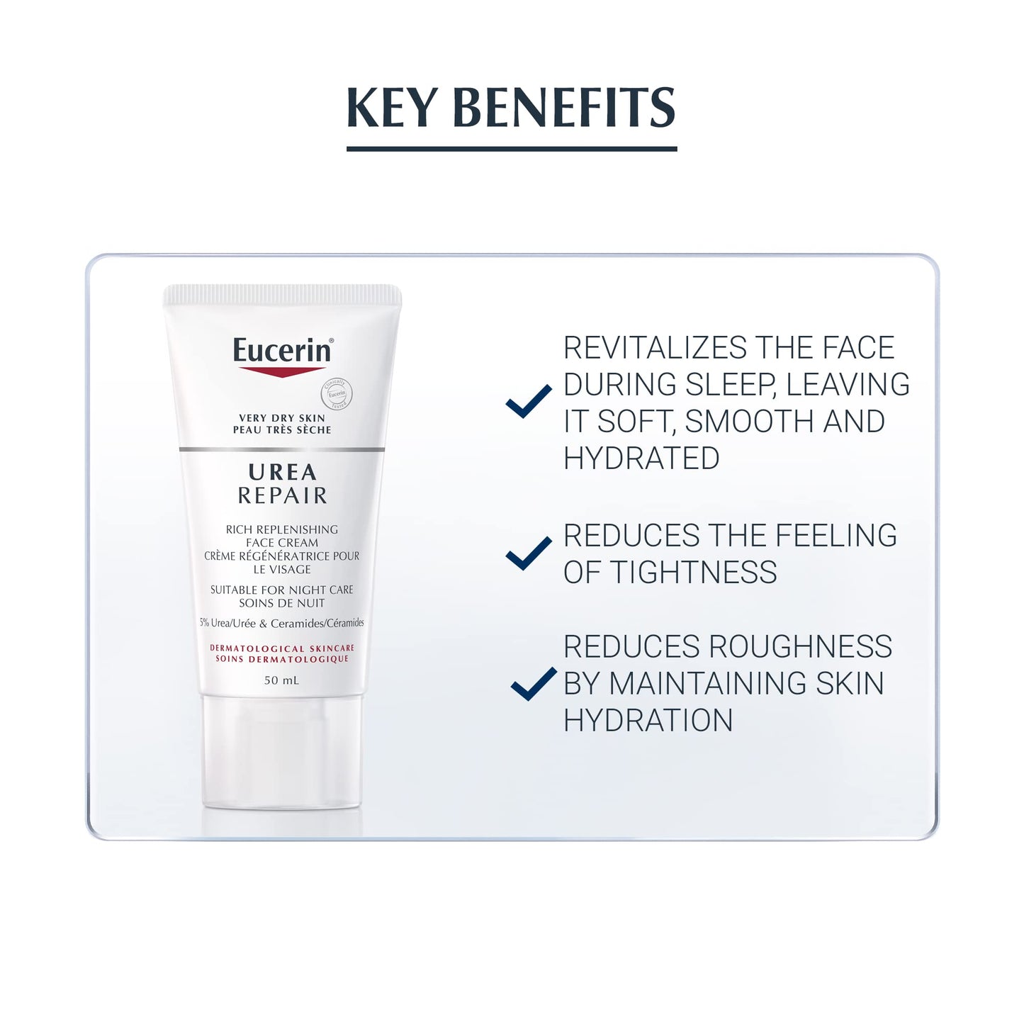 Eucerin Replenishing Skin Relief Face Cream (with 5% Urea) (50ml, Dermatalogical Skincare, Fragrance Free) by Eucerin