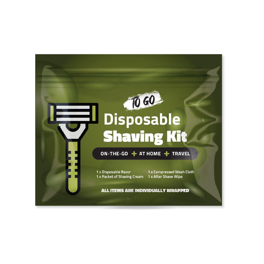 Travel Shaving Kit with Razor, Shaving Cream, Washcloth and Aftershave Wipe, Men's Disposable Grooming Pack (Green) (1) Beauty and Personal Care pH Advantage