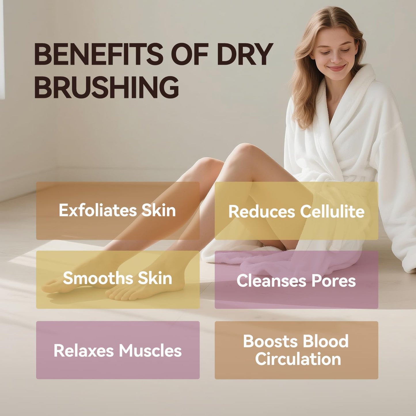 Ithyes Body Brush Dry Brushing Bath Brush Gentle Skin Exfoliate Massage Scrub 100% Nature Boar Bristles Bamboo Wood Improve Blood Circulation Wet