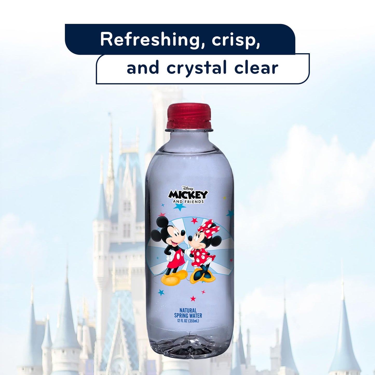 PULSE Mickey and Minnie Mouse Natural Spring Water - Disney Bottles - Filtered Spring - BPA-Free Recyclable Bottles - 12 Pack