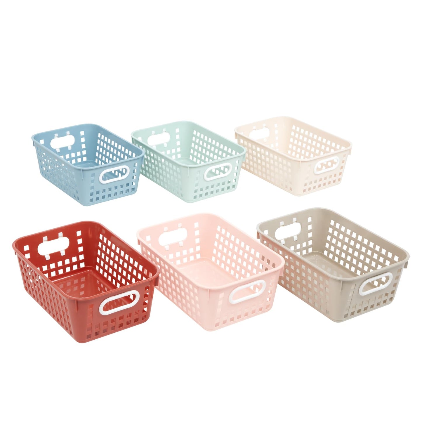 Really Good Stuff Medium Plastic Book Baskets, 11" by 7.5" by 4.5", 6 Pack, Boho Group Colors, Versatile Storage Solution for Classroom, Home…
