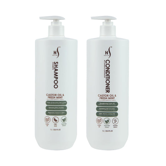 HerStyler Castor Oil Shampoo and Conditioner Set for Men - Cooling Mint Sensation - Contains Aloe and Purslane - Soothes Dry Flaky Scalp - Softer Beauty & Personal Care HerStyler