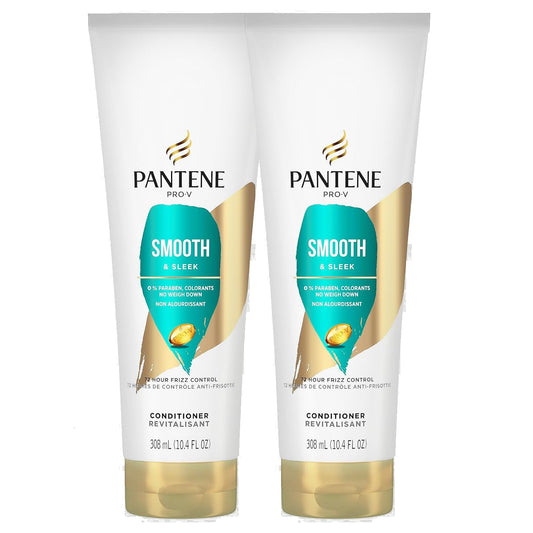 Pantene PRO-V Smooth & Sleek Conditioner, Frizz Control, 10.4 oz (Pack of 2)