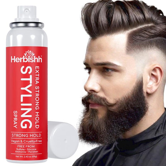 Herbishh Extra Strong Hold Styling Spray (69 g), Mini Travel Size Aerosol Mist for Fine Hair, Long Lasting & Non-Sticky, Flake-free & Quick Drying Beauty & Personal Care Herbishh