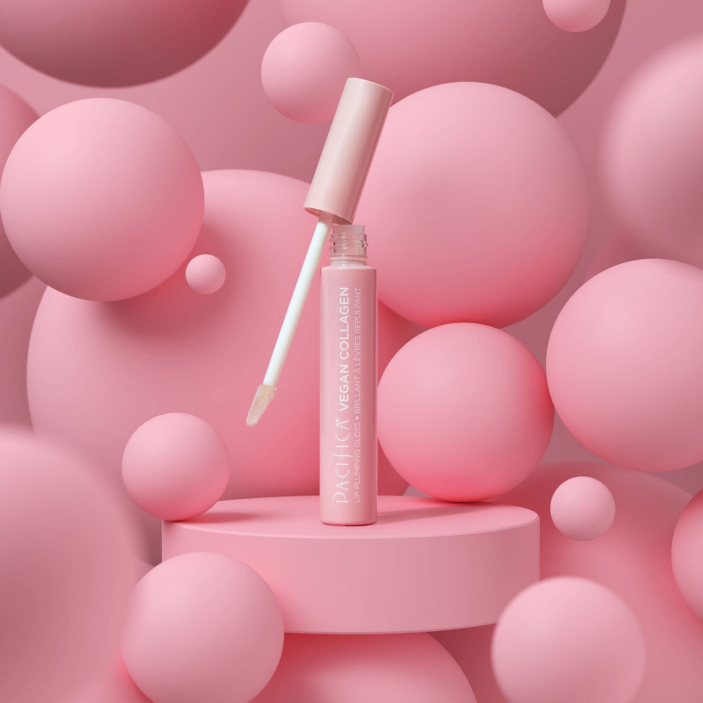 Pacifica Vegan Collagen Lip Plumping Gloss - Hydrating Lip Plumper with Peptides, Coconut & Vitamin E, High Shine Non-Sticky, Clean Vegan, 0.22 fl oz