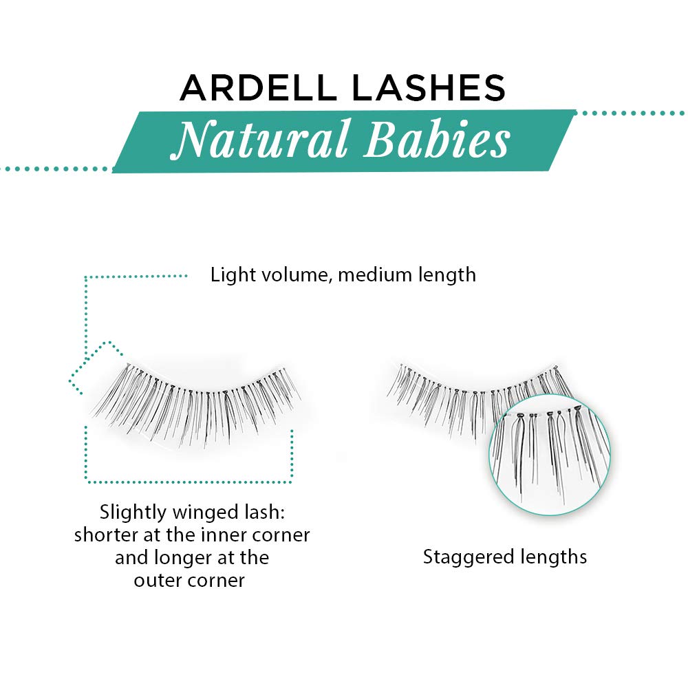 Ardell False Eyelashes Natural Lashes Babies Black - Lightweight, Short Length, Reusable Fake Lashes, 4 Pairs, 1 Pack