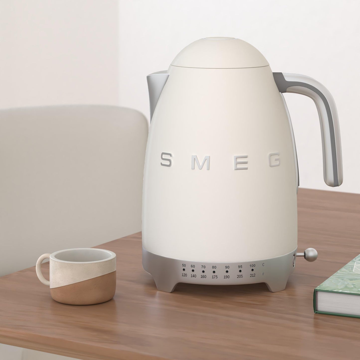 Smeg 50's Retro 7 Cup Stainless Steel Variable Temperature Electric Kettle with 7 Temperature Settings, Led Display, Swivel Base and Keep Warm…