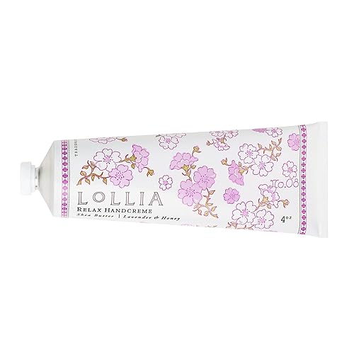 LOLLIA Relax Handcreme, 4 oz, Sugar Cane, Vanilla Bean, & Jasmine, Scented Hand Cream for Women, Moisturizing Lotion for Dry Hands, Quick Absorbing