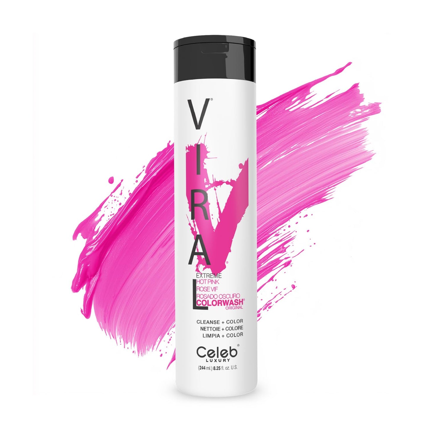 Celeb Luxury Viral Colorwash, Professional Semi-Permanent Hair Color Depositing Shampoo, Hot Pink 8.25 Fl Oz (Pack of 1) Beauty and Personal Care Celeb Luxury Default Title