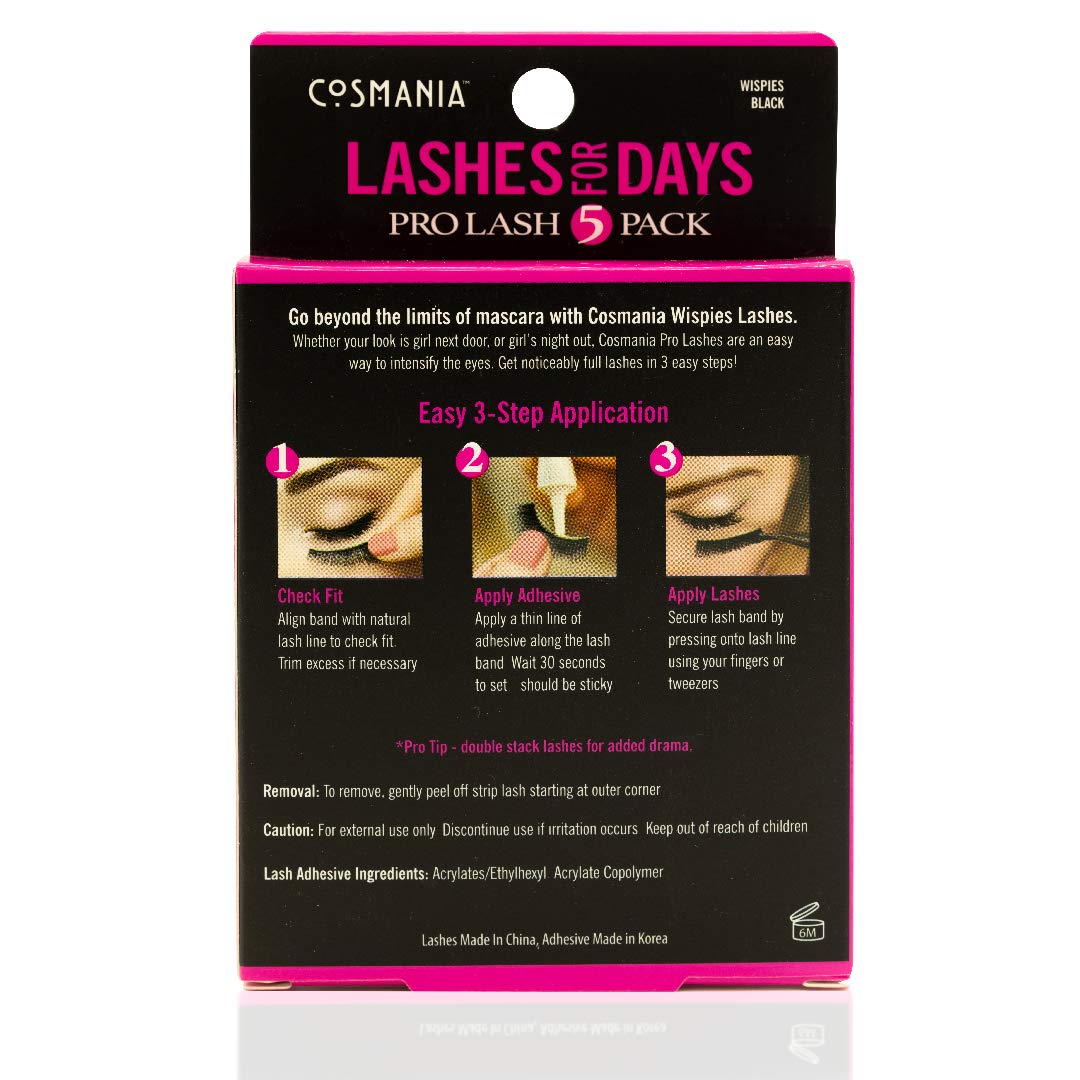 Cosmania Lashes for Days False Eyelashes (Wispies) - Easy to Apply, Gives Lashes Soft, Wispie Look | Noticeably Fuller Looking Lashes | Adhesive