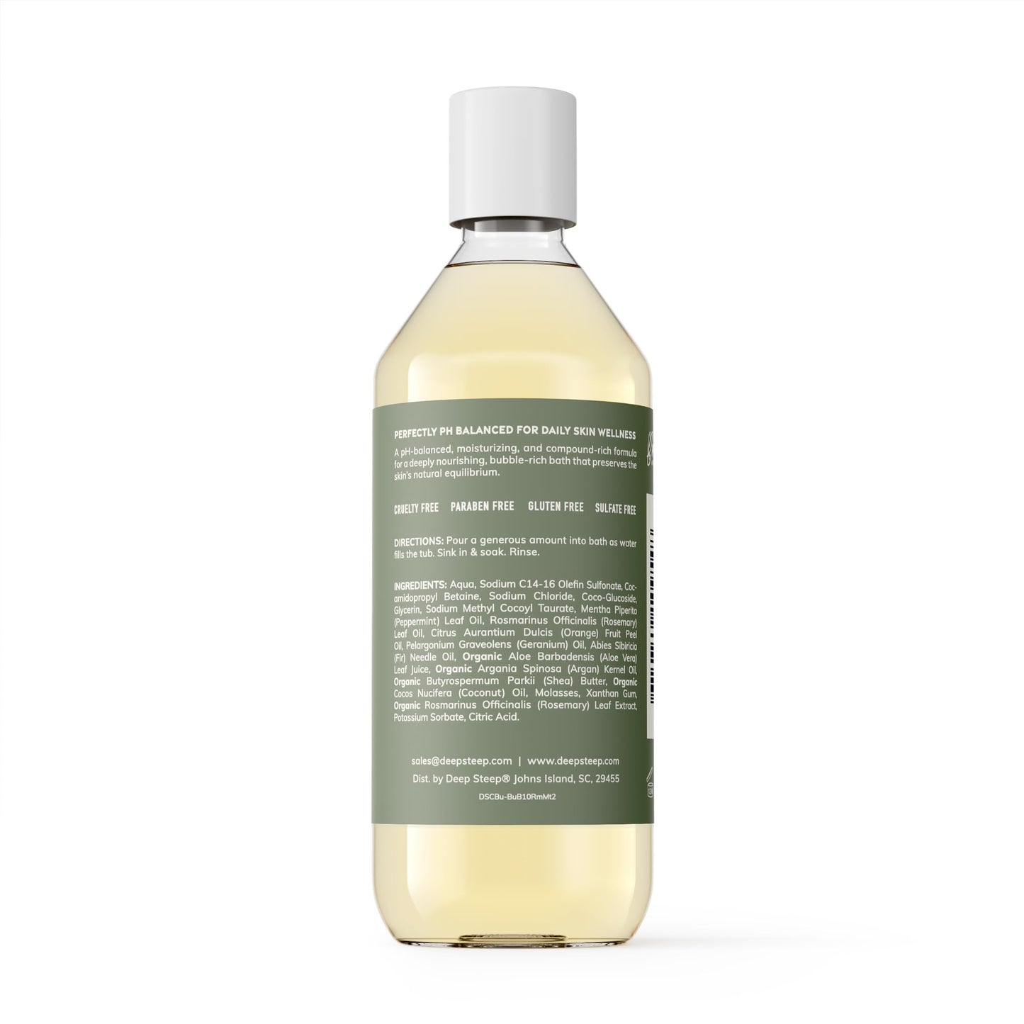 Deep Steep Bubble Bath, Rosemary Mint, 10 oz - Soothing Soak with Shea Butter, Argan Oil, Aloe Vera & Coconut Oil - Vegan, Sulfate-Free, PH-Balanced