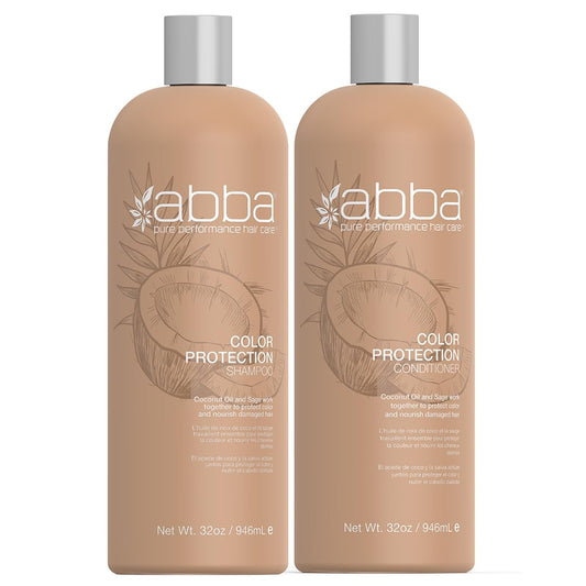 ABBA - Pure Color Protection Shampoo & Conditioner Shine Enhancing & Nourishing Value Duo Set - Coconut Oil & Sage, 32 fl oz Each