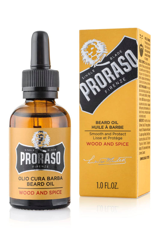 Proraso Wood and Spice Beard Oil - Moisturizing Avocado, Sunflower, Cedarwood & Vanilla Condition Beards & Add Shine - Leave In Facial Hair Oil Beauty and Personal Care Proraso