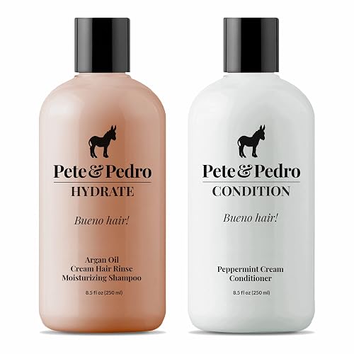 Pete & Pedro HYDRATE and CONDITION Hair Care Set | Argan Oil Moisturizing Shampoo and Hydrating Peppermint Conditioner For Men & Women | As Seen on