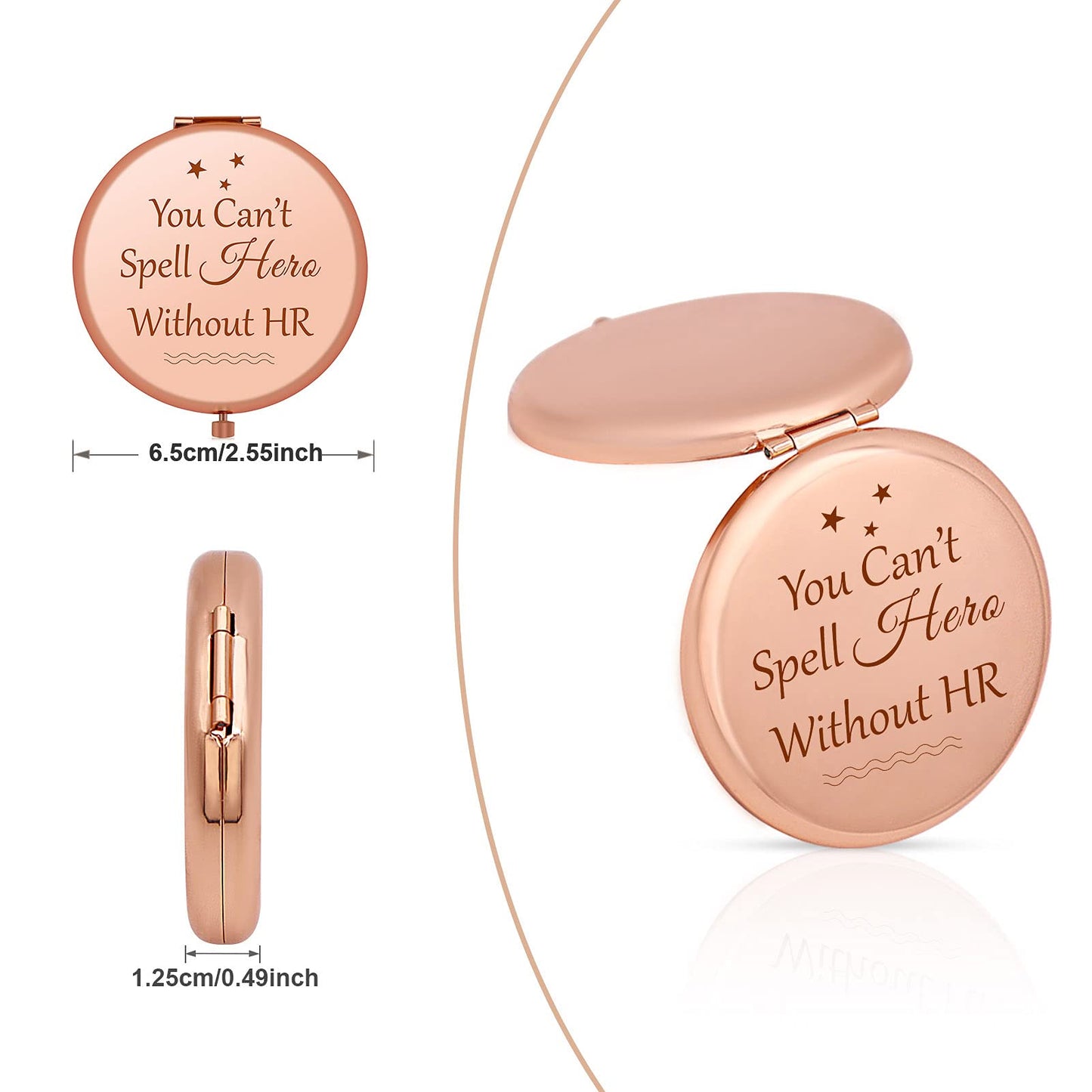 Jielahua HR Appreciation Gifts Human Resources Gifts for Women Thank You Gifts Rose Gold Compact Mirror HR Director Gift Retirement Gift HR Manager