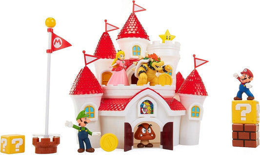 Super Mario Nintendo Deluxe Mushroom Kingdom Castle, Wall Display & Playset with (5) 2.5" Articulated Action Figures (Exclusive Bowser Figure…