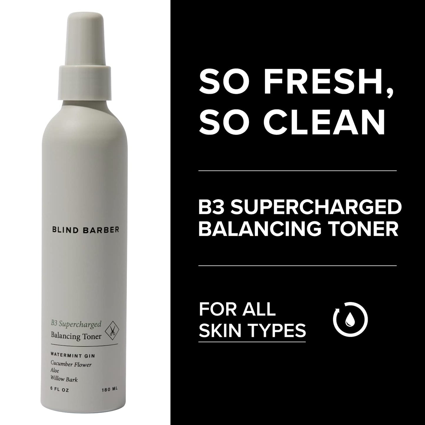 Blind Barber B3 Supercharged Balancing Toner - Mens Toner with Refreshing Minty Scent - Formulated with Cucumber, Aloe & Willow Bark to Hydrate