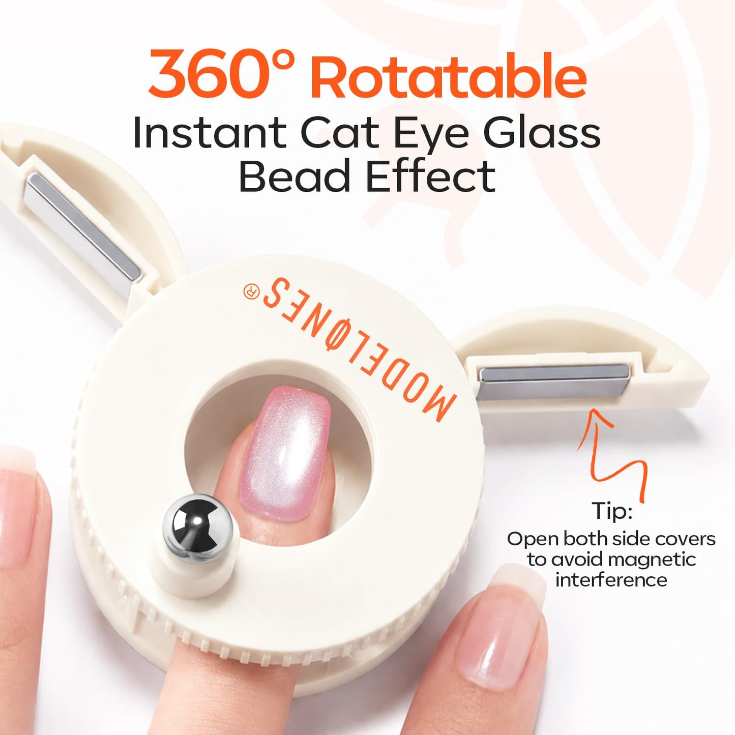 Modelones Cat Eye Magnet for Gel Polish 5D Cat Eye Nail Magnet 3-in-1 Magnetic Nail Tool 360° Rotating Glass Bead Side-Light Effect for Velvet French Beauty and Personal Care modelones