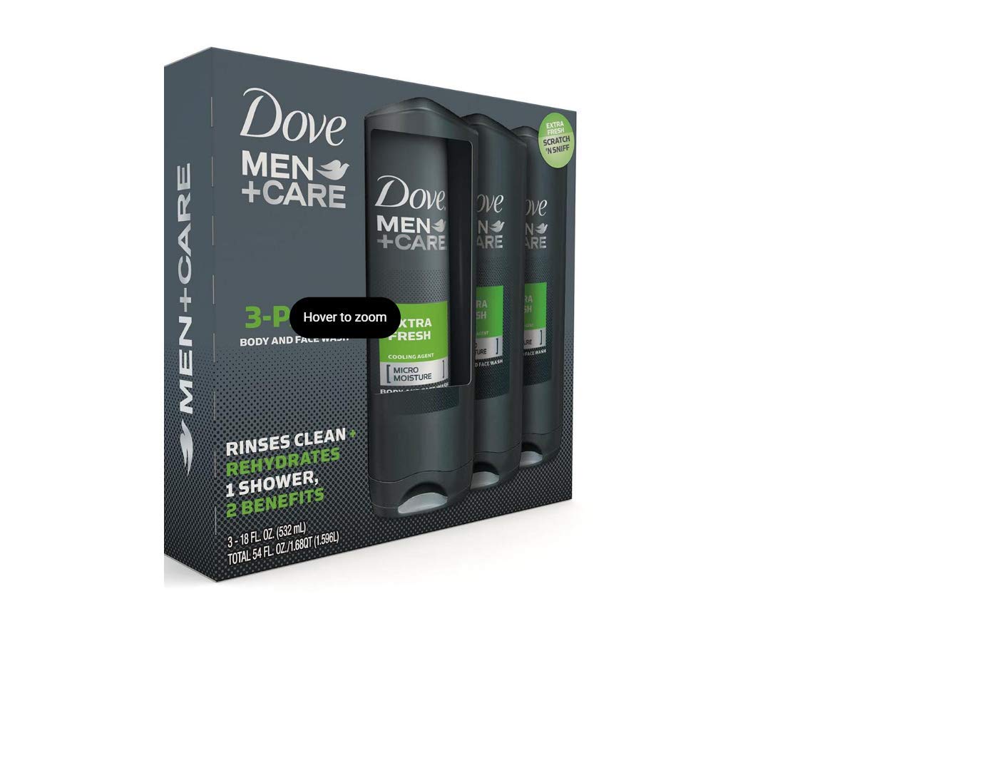DOVE 1169195 Mens Body Wash Extra Fresh 18 oz.,(Pack of 3)