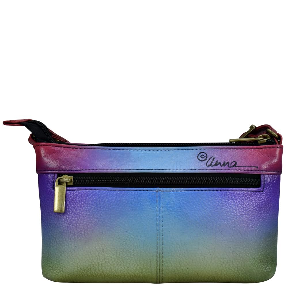 Anna by Anuschka Women's Original Genuine Leather Hand-Painted Crossbody Organizer - Leather Handbag for Women - Desert Moon