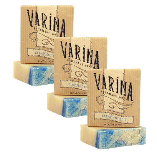 Varina Natural Clean Cotton Bar Soap - Gentle Cleansing for Sensitive Skin, Fresh - 3 Pack Beauty & Personal Care Varina