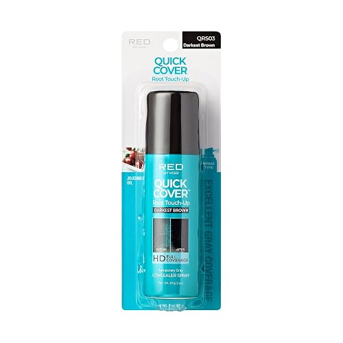 Red by Kiss Quick Cover Root Touch-Up Spray, Waterproof & Smudge-Proof Gray Coverage, Quick-Dry Formula with Jojoba Oil, Lightweight & Travel-Friendly