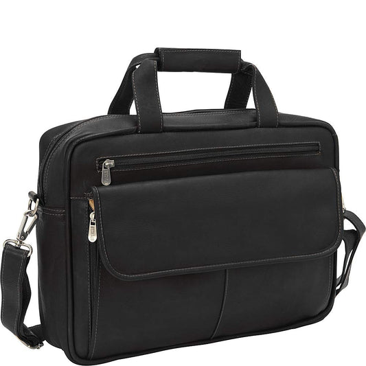 Piel Leather Slim Top-Zip Briefcase, Black, One Size