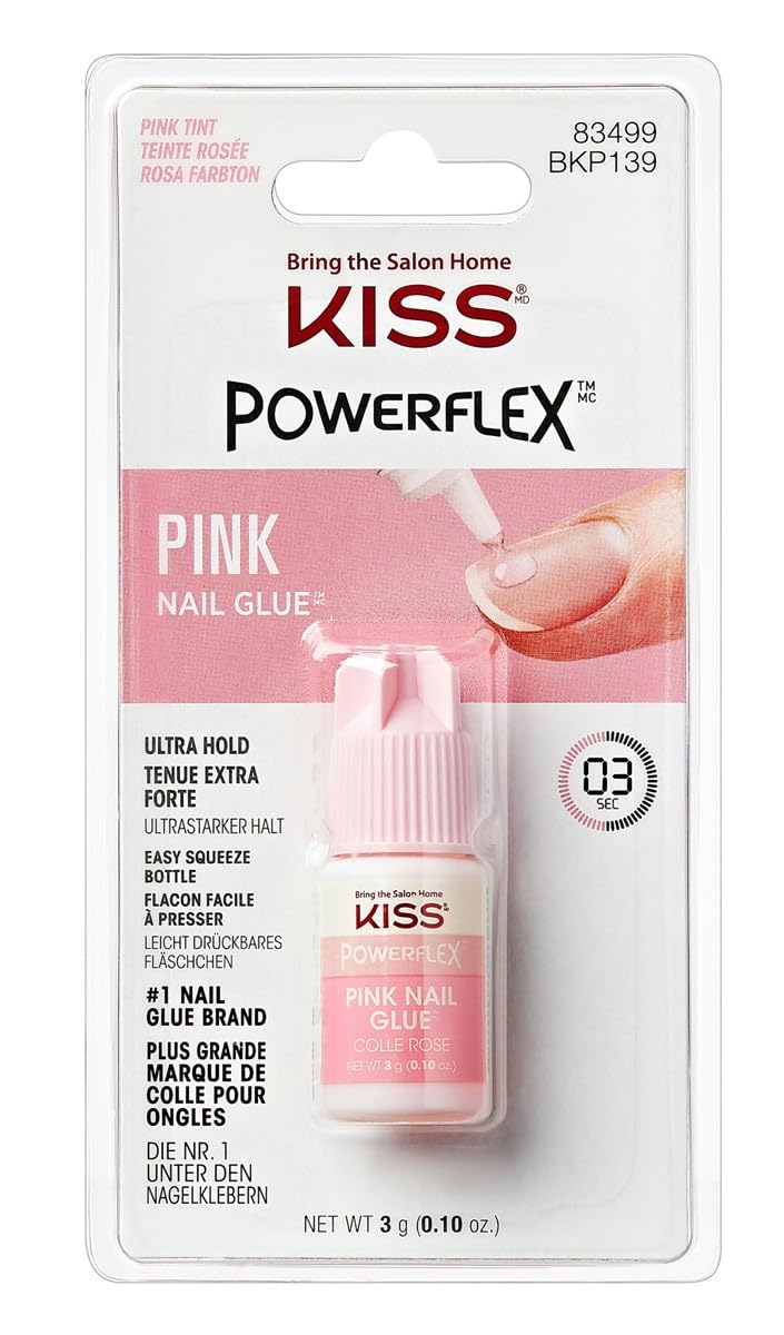 Kiss Powerflex Nail Glue Pink Tint 0.10 Ounce (Pack of 6) Beauty & Personal Care KISS