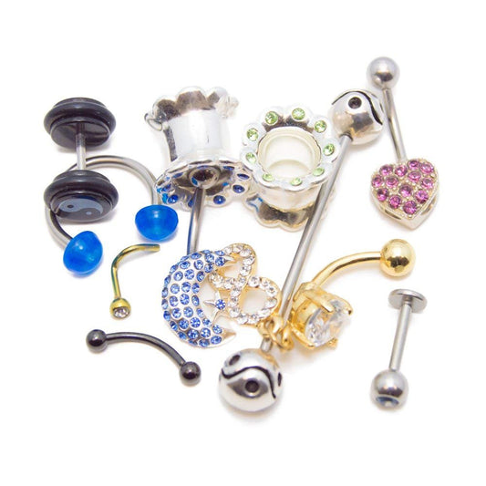 BodyJewelryOnline Randomly Picked Body Jewelry Pack [30 Pieces: Belly/Nose/Nipple/Tongue/Ear/Lip Rings], Mixed Styles/Designs