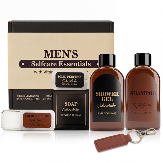 Gifts for Men 6 Pcs Cedar & Sandal Mens Gifts Set with Shampoo, Body Wash, Soap, Self Care Bath Set, Christmas Birthday Fathers Day Gift Box for Him Beauty & Personal Care BODY & EARTH