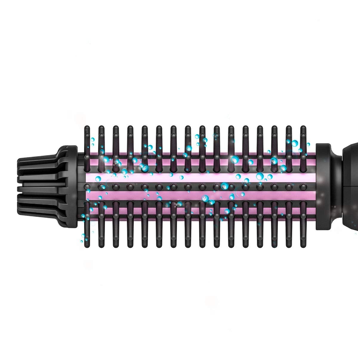 2IN1 Hair Brush Iron Professional Ceramic Hair Curling Iron/Straightener,Anti-Scald Nylon Bristles,Negative Ionic Dual Voltage for Travel,Curls