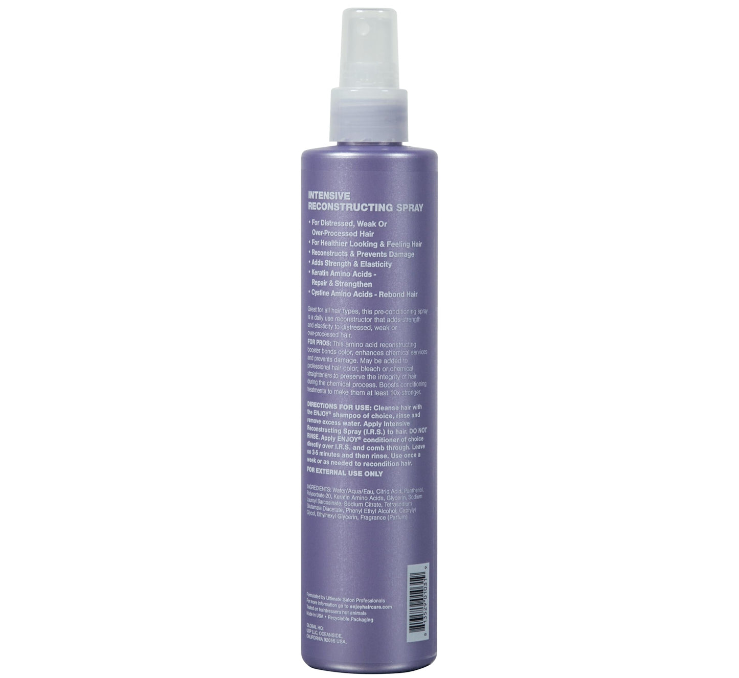 Enjoy Hair Care Intensive Reconstructing Spray, 10 Fl Oz - Amino Acid Formula for Curly Hair, Detangler , Styling Products, Anti Frizz , Color Safe