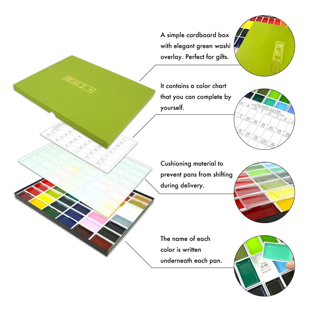Kuretake GANSAI TAMBI Watercolor Paint Set 24 Colors, Professional-quality art supplies for artists adult painting aketching, Non-Toxic, Made in Japan