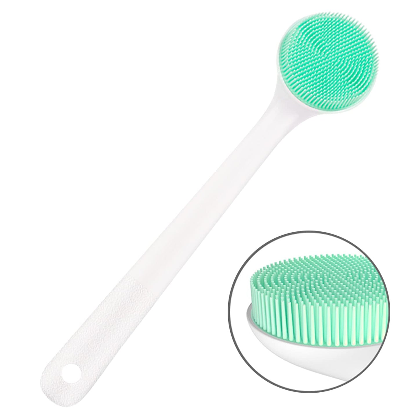Silicone Body Scrubber Exfoliator, Back Brush Long Handle for Shower with Soft Bristles, Shower Brush Scrubber for Body Men and Women, BPA Free