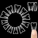 NOVO OVO 550 pcs Transparent Clear Crystal Duck Feet Style Flare Nail Tips Y2K Vibe Half Cover C Curve Wide French False Nail Extension Tips Acrylic