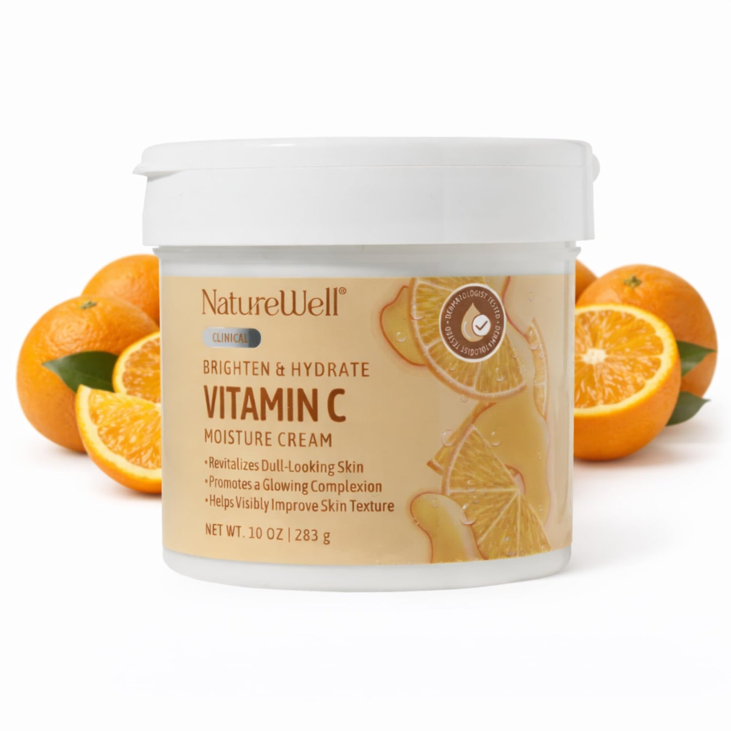 NATURE WELL Vitamin C Brightening Moisturizer Cream - Hydrating Face & Body Lotion with Coconut Oil, Helps Improve Uneven Skin Tone & Dark Spots
