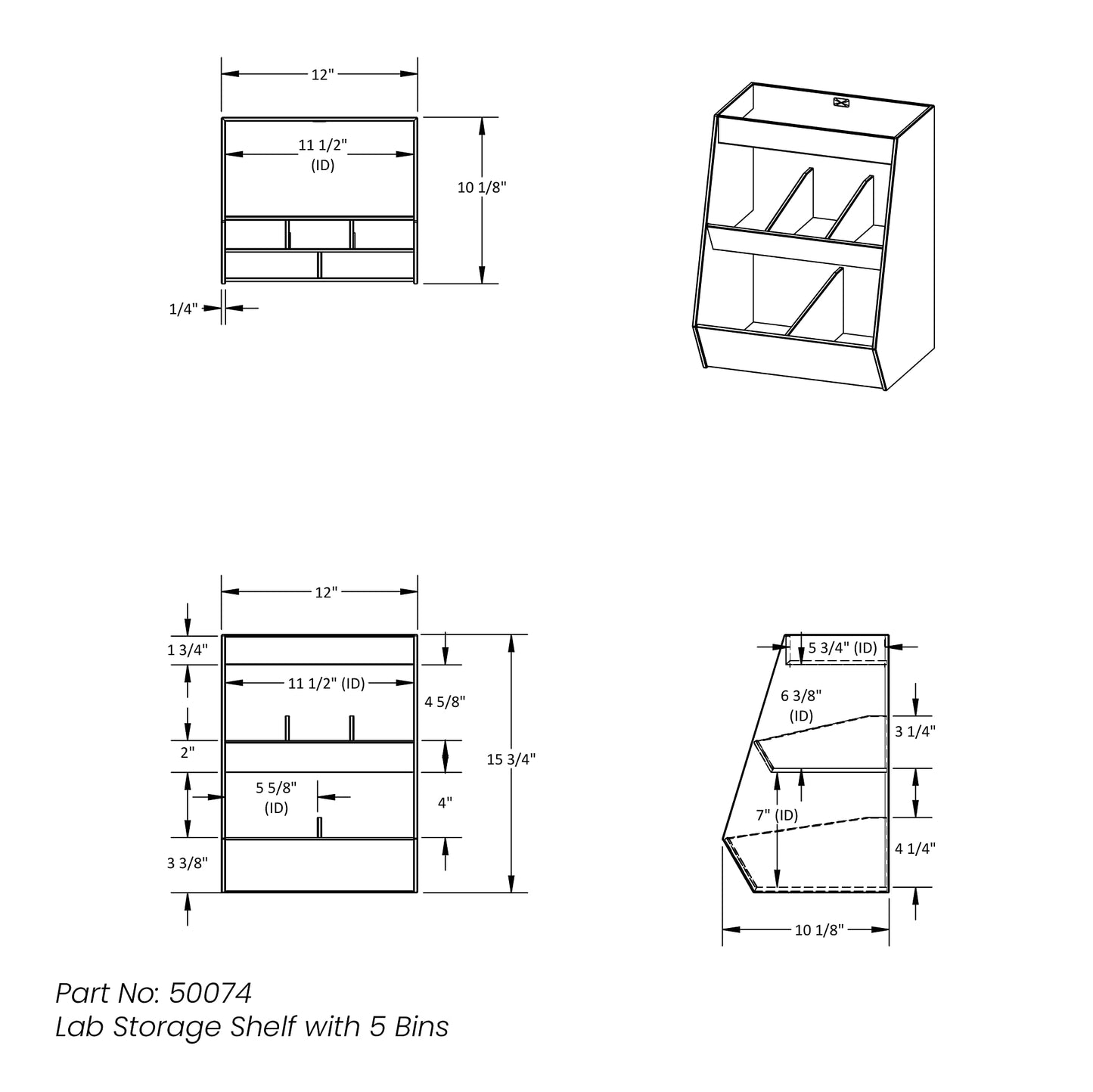 TrippNT Lab Storage Shelf with 5 Bins