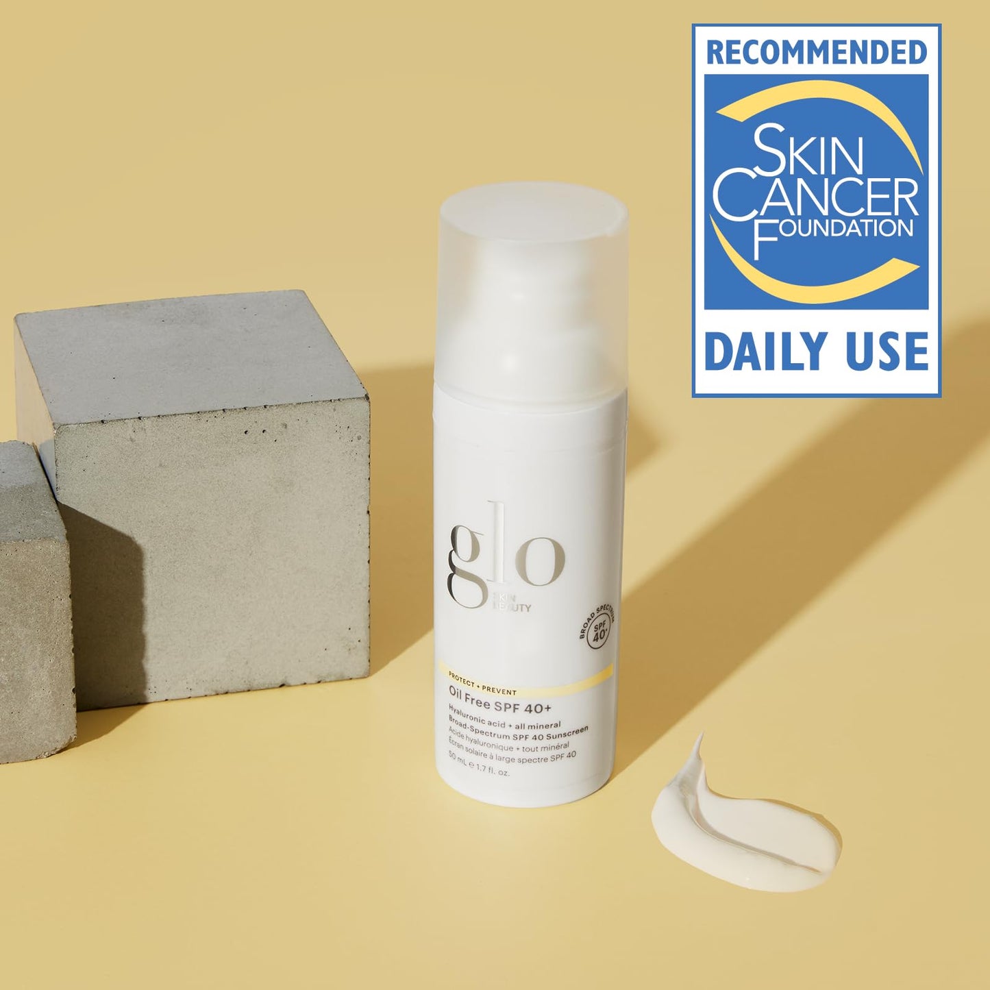 Glo Skin Beauty Oil Free SPF 40+ Hyaluronic Acid Infused All Mineral Sunscreen - Protect Against Sun Damage & Aging Environmental Skin Stressors