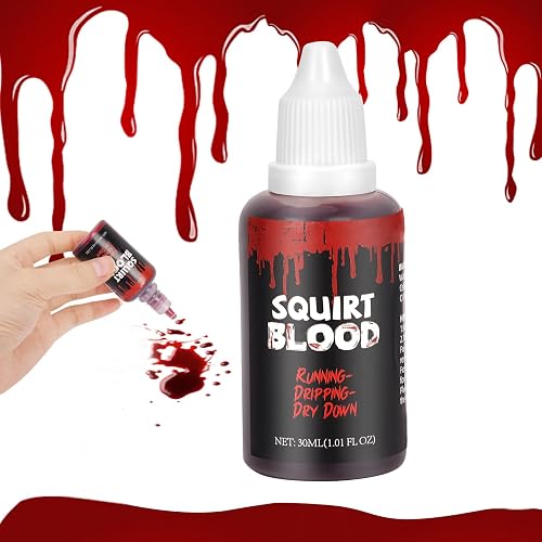 Halloween Fake Blood for Squirt and Drip, Liquid for Clothes, Zombie, Vampire Monster SFX Makeup Face Body Paint