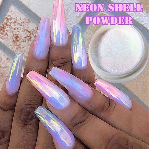 1Box Holographic Nail Powder Mermaid Nail Glitter Powder Pearl Shell Shimmer Powder Glimmer Dust Pretty Shimmer Laser Glitters Nail Art Decorations